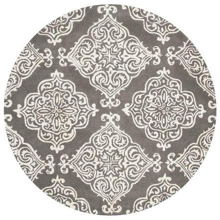 SAFAVIEH Glamour Hand Tufted Round Rug, Dark Grey and Ivory - 6 x 6 ft. GLM568D-6R